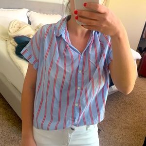 Madewell Striped Button Down Short Sleeve Top